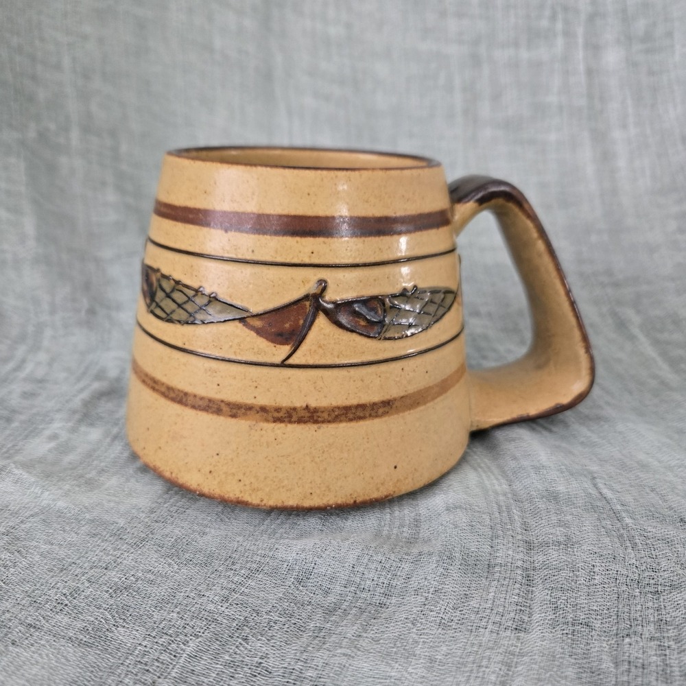 Stoneware Pottery Coffee Mug Decorative Glaze Handmade Large Handle